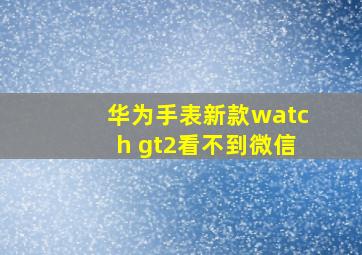 华为手表新款watch gt2看不到微信